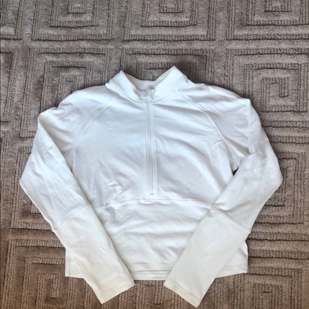 White Lululemon Quarterzip! Warm but not too hot!